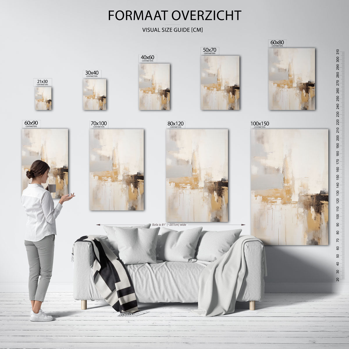 Abstracte beige en grijze Poster