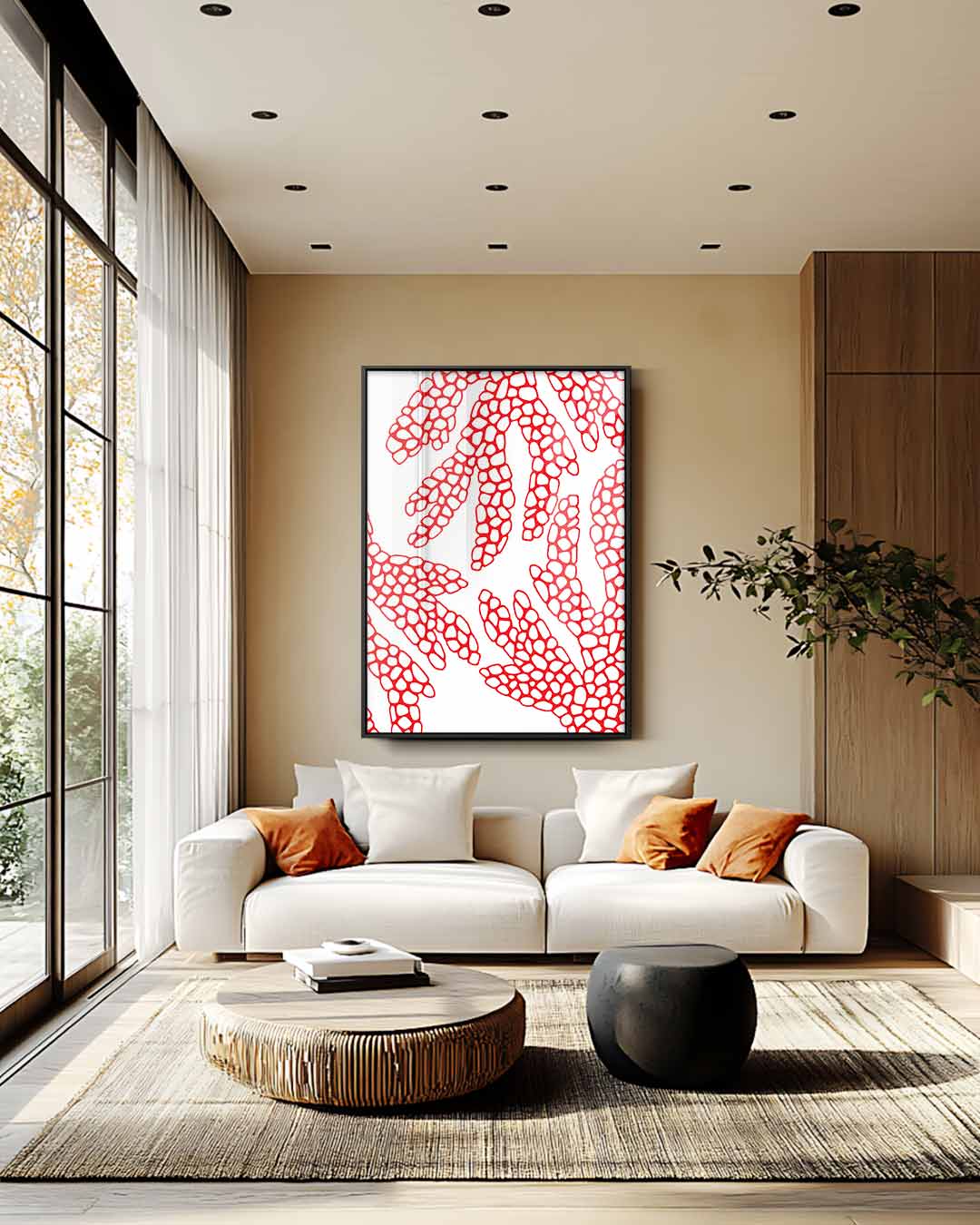Bloemige Koraalvormen Kunstwerk-canvas-dibond-plexiglas-wanddecoratie-WallArtistic
