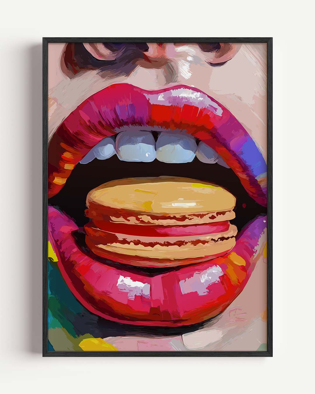 Kleurrijke Lippen Met Macaron Poster