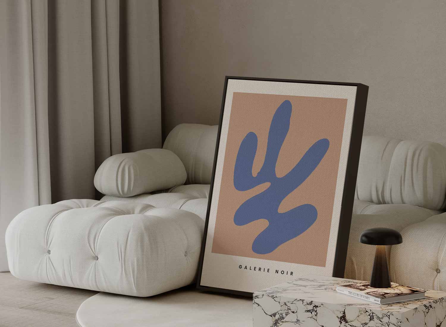 Blauwe Abstractie op Nude Kunstwerk-canvas-dibond-plexiglas-wanddecoratie-WallArtistic