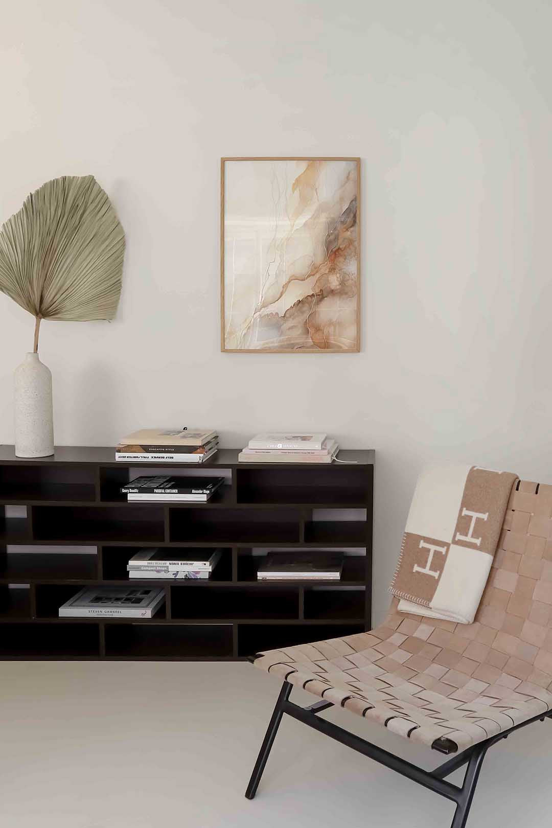 Abstracte beige en bruine lijnen Poster