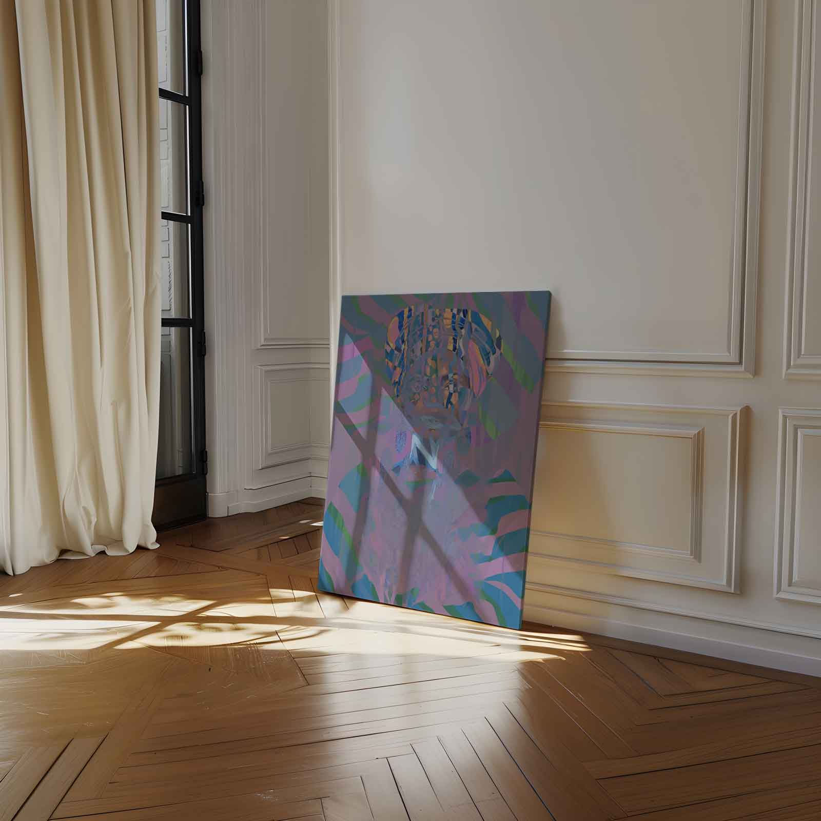 Kleurrijke Harmonie: Mystieke Portret Kunstwerk-canvas-dibond-plexiglas-wanddecoratie-WallArtistic