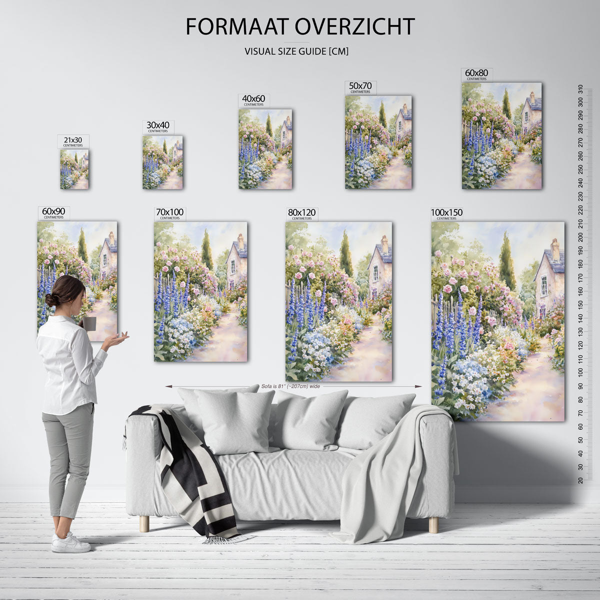 Bloementuin bij huis Poster