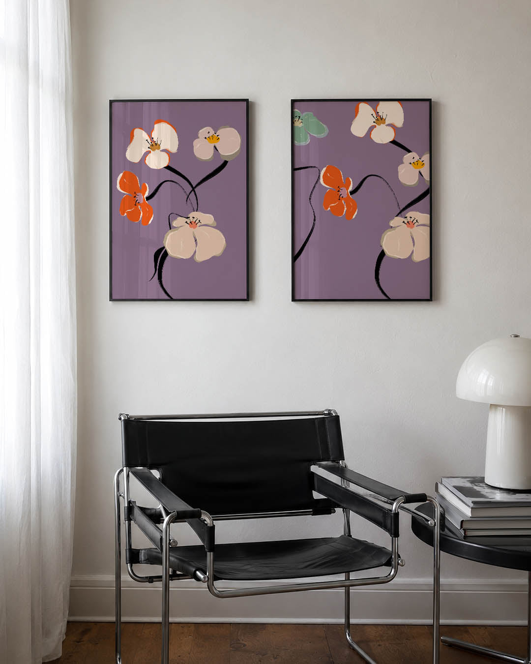 Bloemvormen en lijnen Posterset