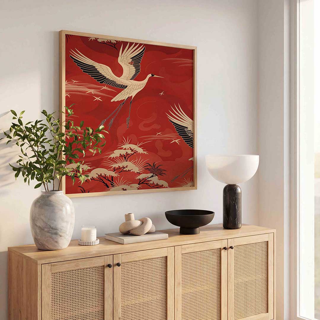 Vliegende kraanvogel Poster