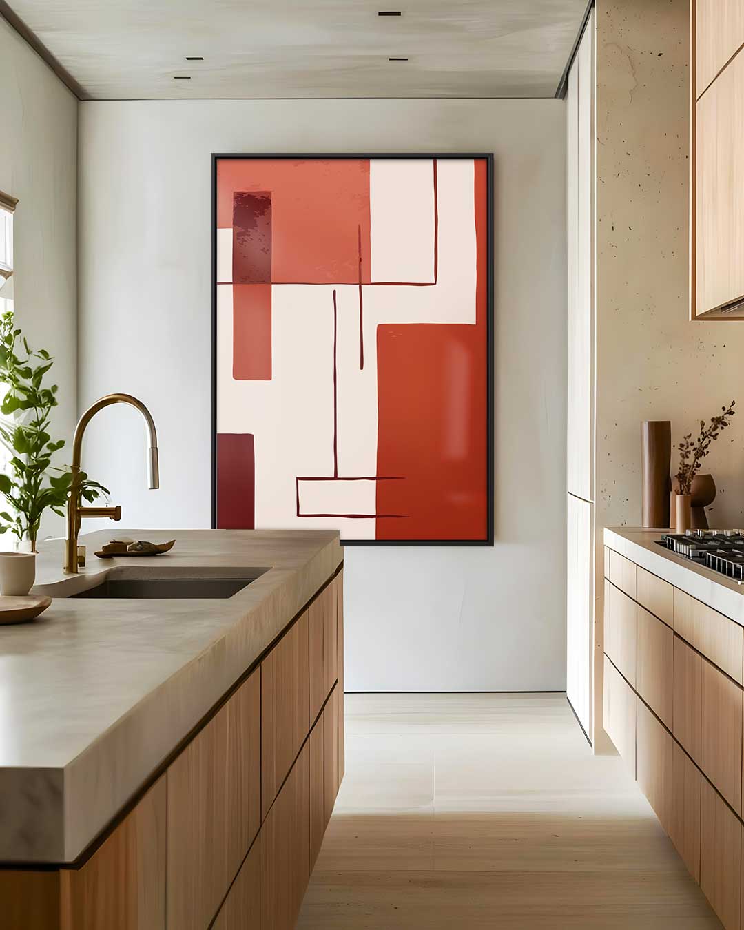 Abstracte Moderne Compositie Kunstwerk-canvas-dibond-plexiglas-wanddecoratie-WallArtistic