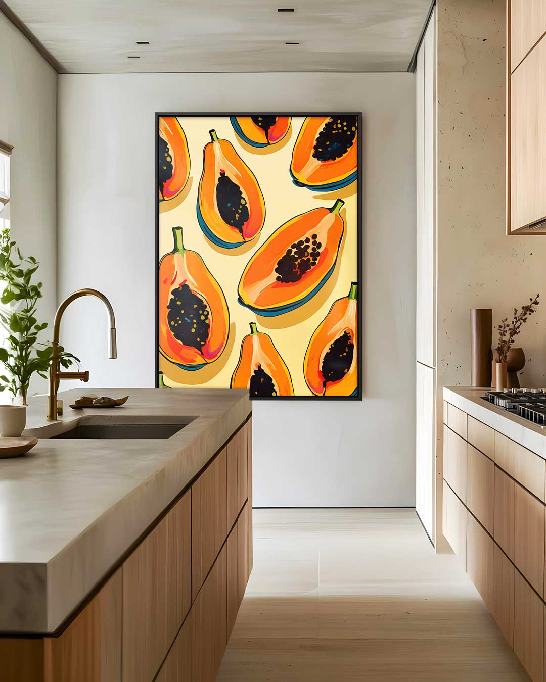 Tropische Papaya Print Kunstwerk-canvas-dibond-plexiglas-wanddecoratie-WallArtistic