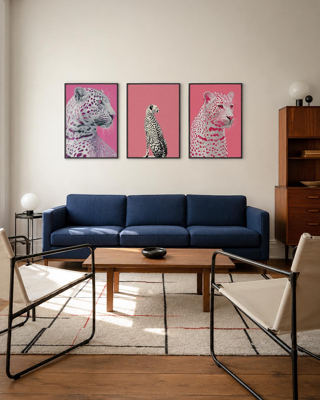 Roze luipaard portret Posterset