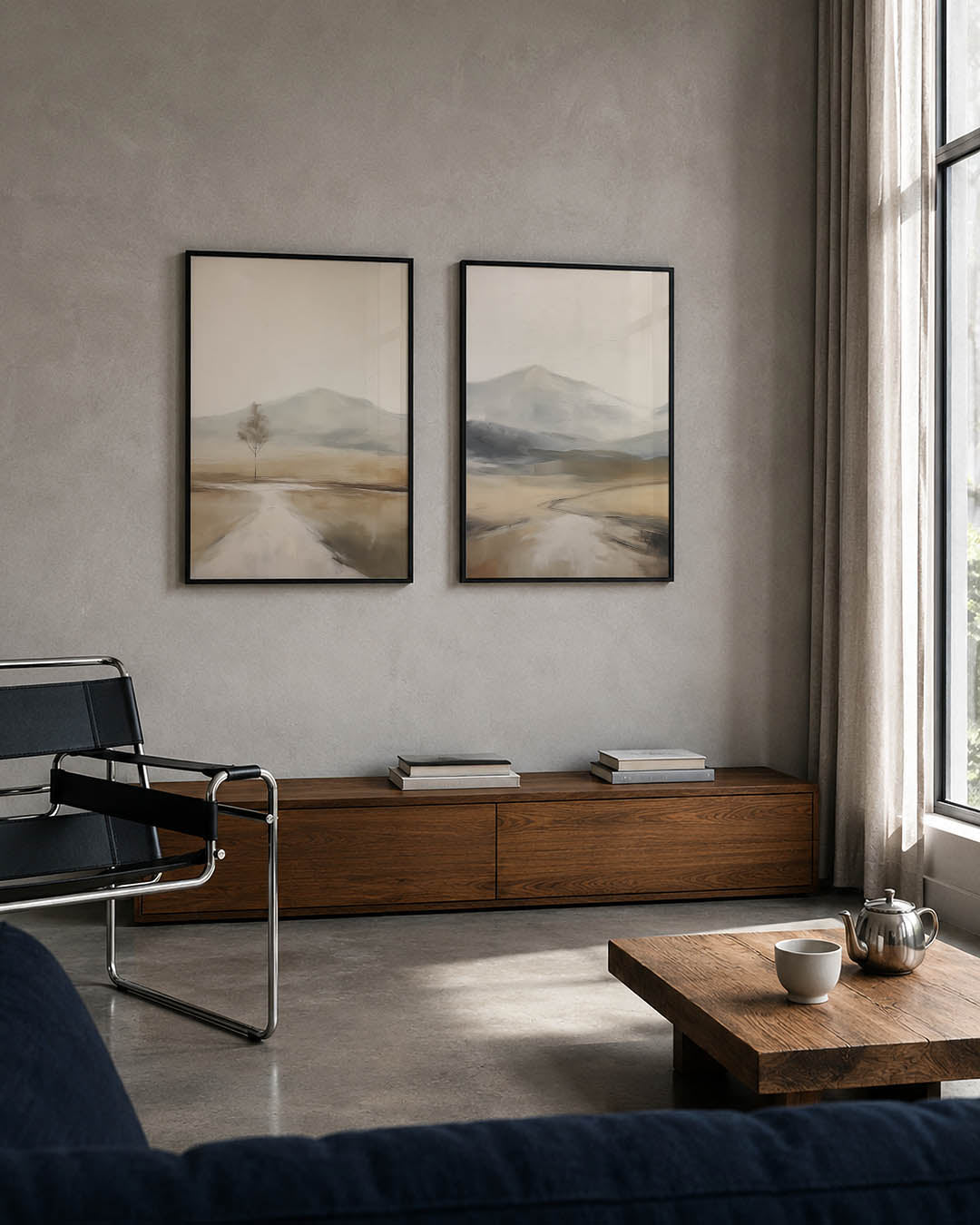 Rustige landschapsweergave Posterset