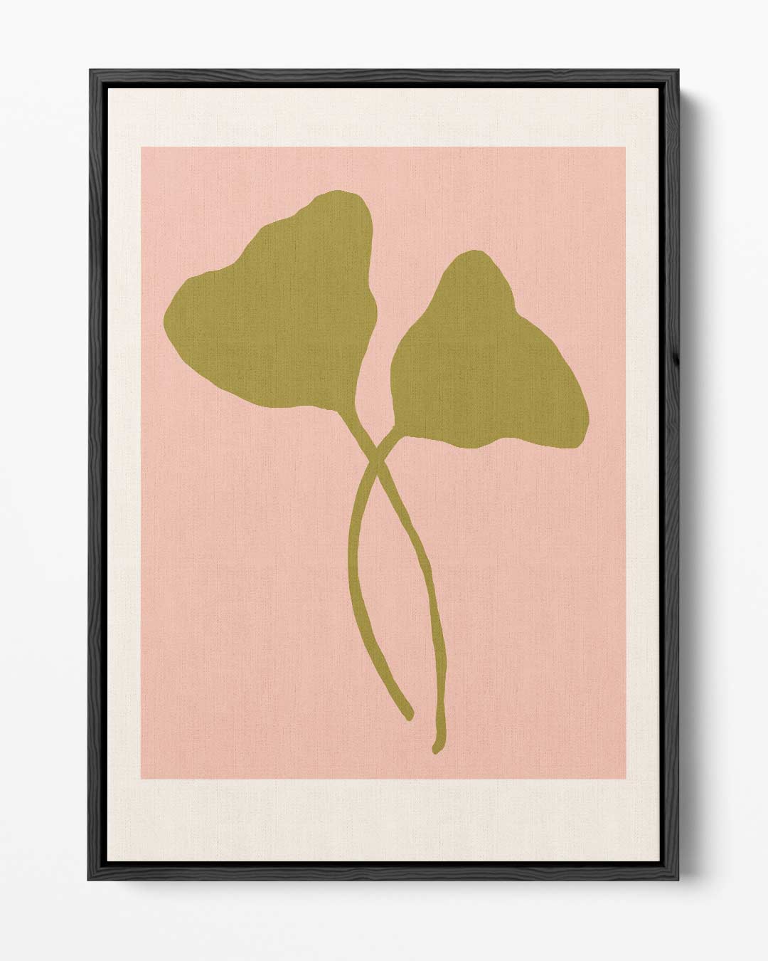 Minimalistische Bladvormen op Zalmkleur Kunstwerk-canvas-dibond-plexiglas-wanddecoratie-WallArtistic