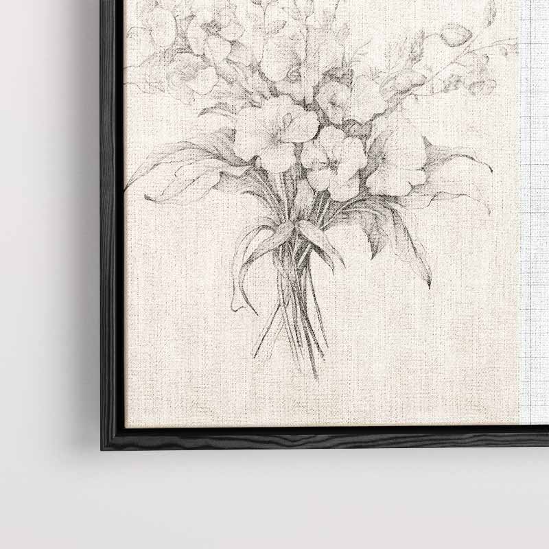 Elegante Bloemenschets Kunstwerk-canvas-dibond-plexiglas-wanddecoratie-WallArtistic