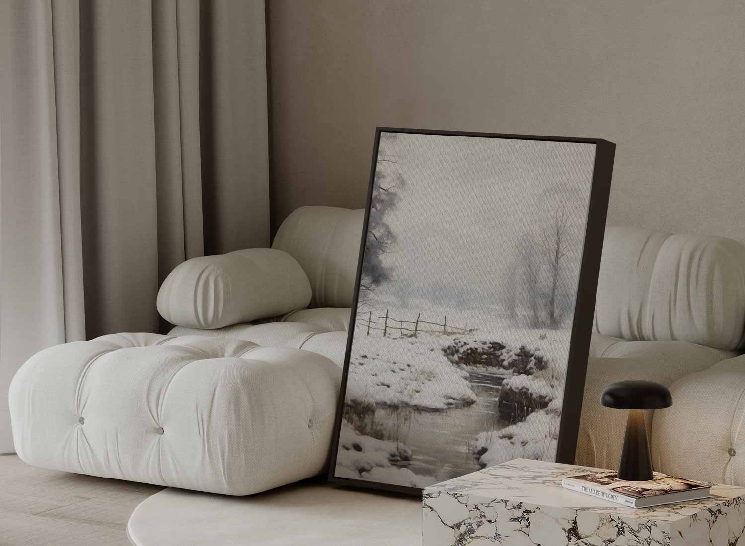 Winterse Rustieke Landschap Kunstwerk-canvas-dibond-plexiglas-wanddecoratie-WallArtistic