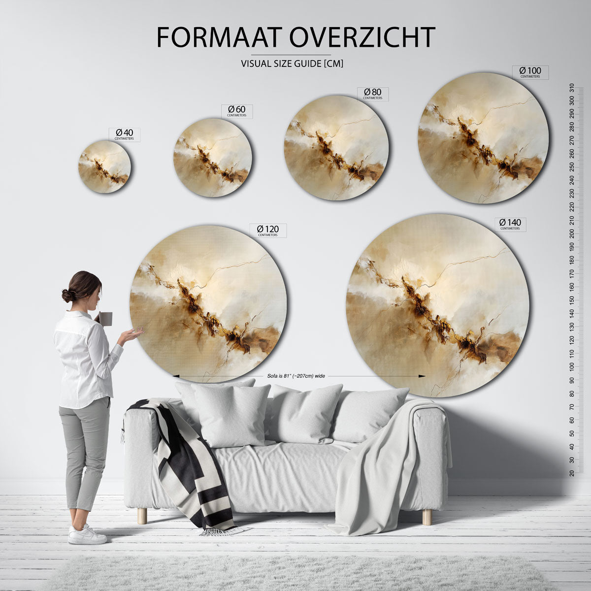 Abstracte beige Muurcirkel