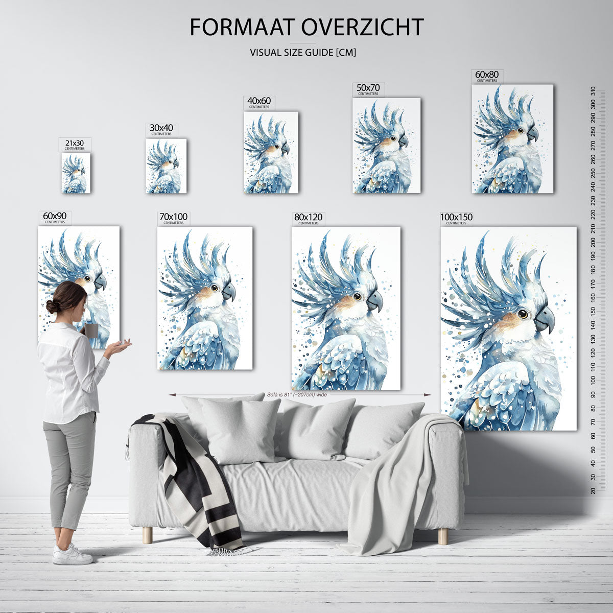 Papegaai in blauw Poster