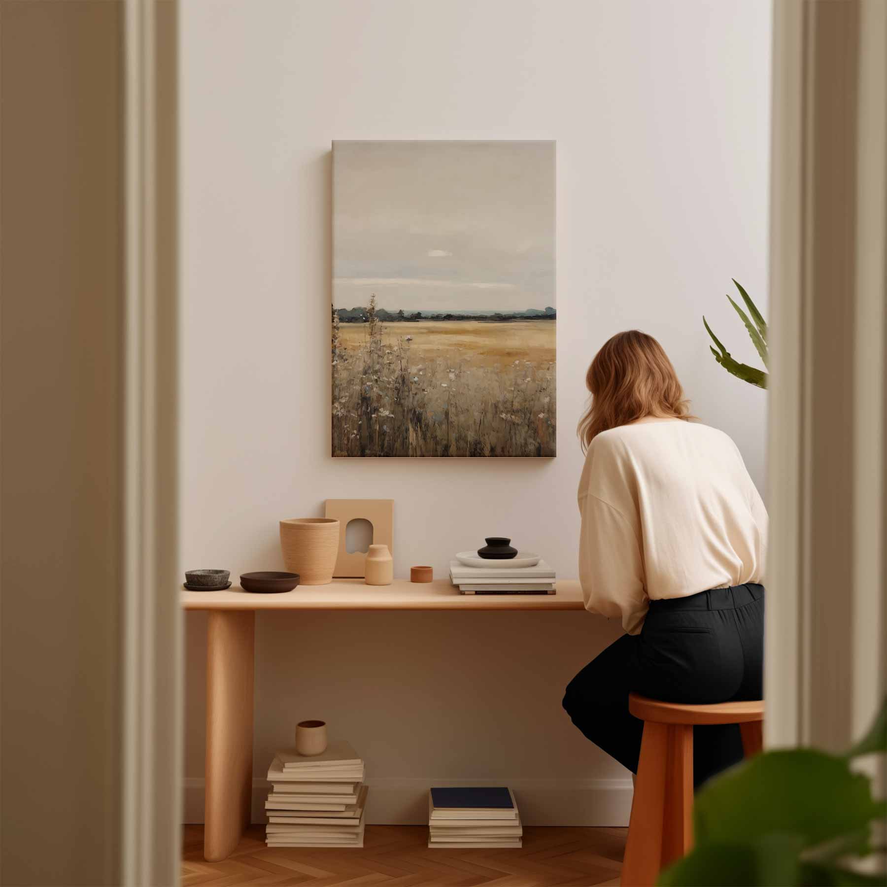 Rustieke Weide in de Herfst Kunstwerk-canvas-dibond-plexiglas-wanddecoratie-WallArtistic