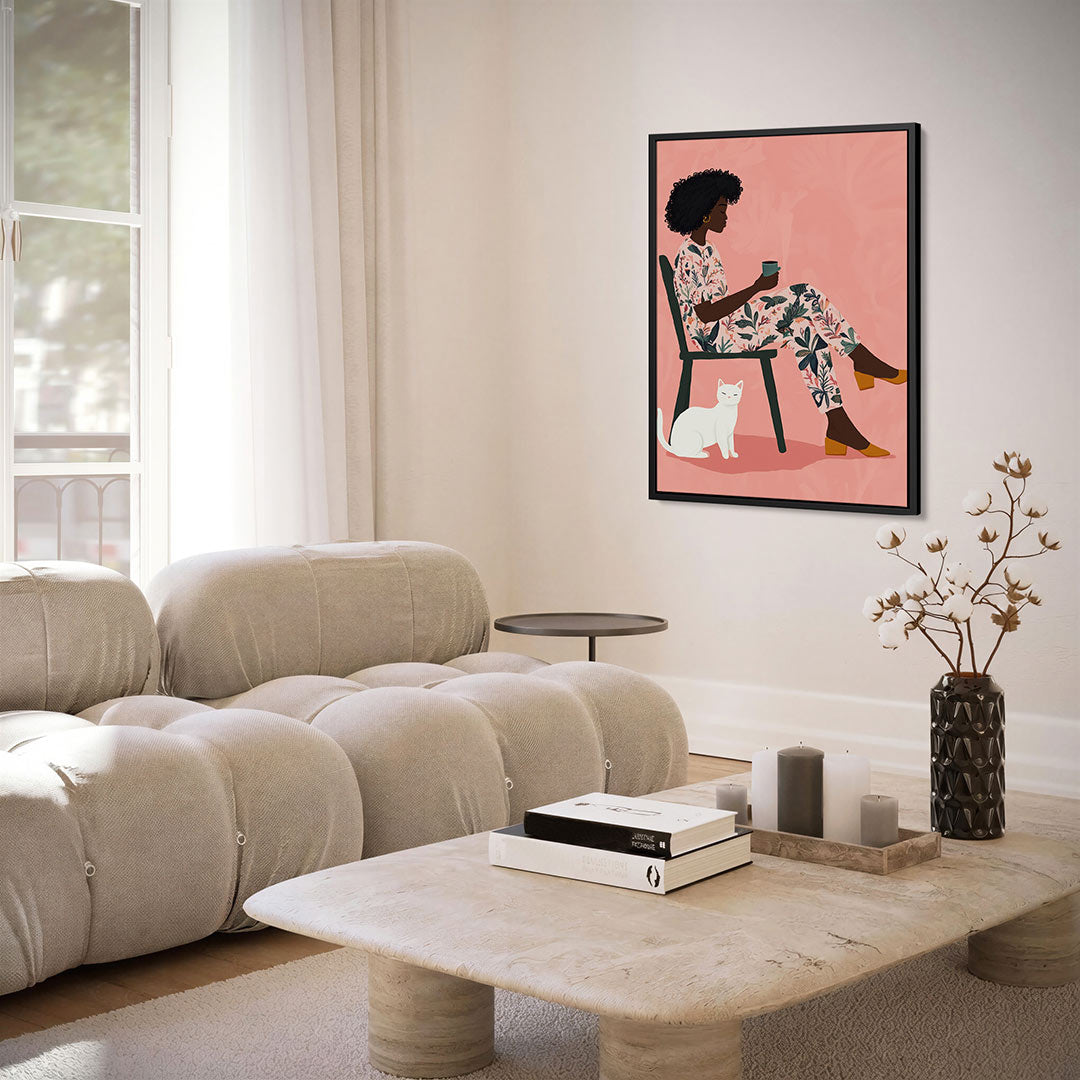 Vrouw met kat Kunstwerk