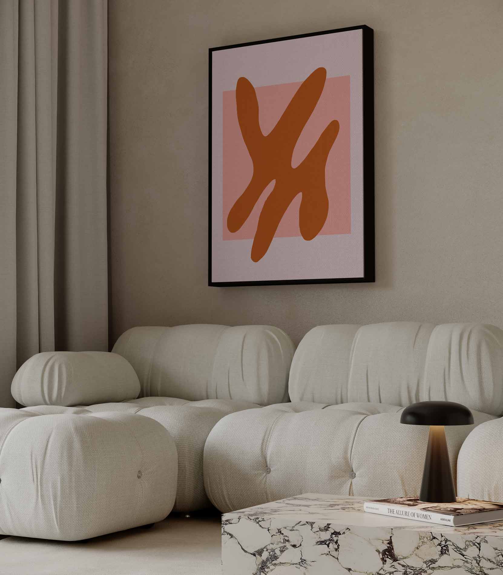 Abstracte Terracotta Vormen Kunstwerk-canvas-dibond-plexiglas-wanddecoratie-WallArtistic