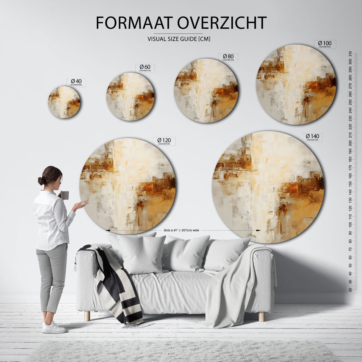 Abstracte beige en bruine Muurcirkel