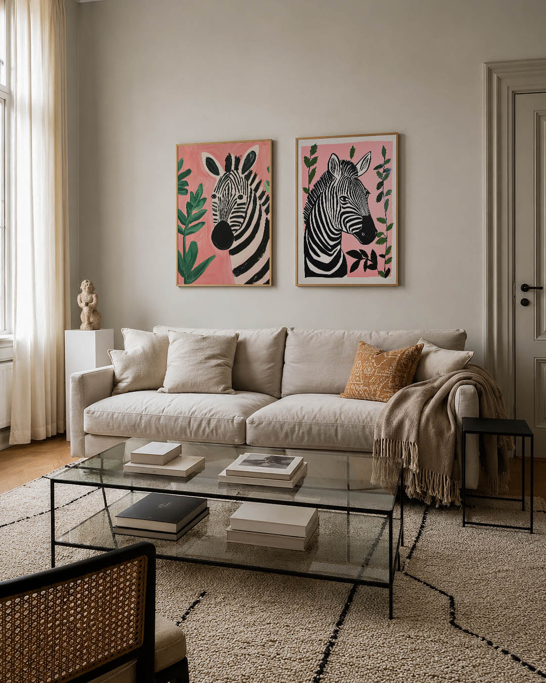 Zebra en bladeren Posterset