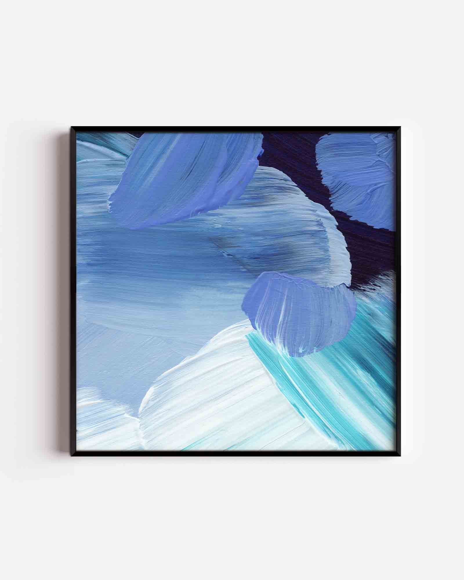 Abstracte blauwe penseelstreken Poster