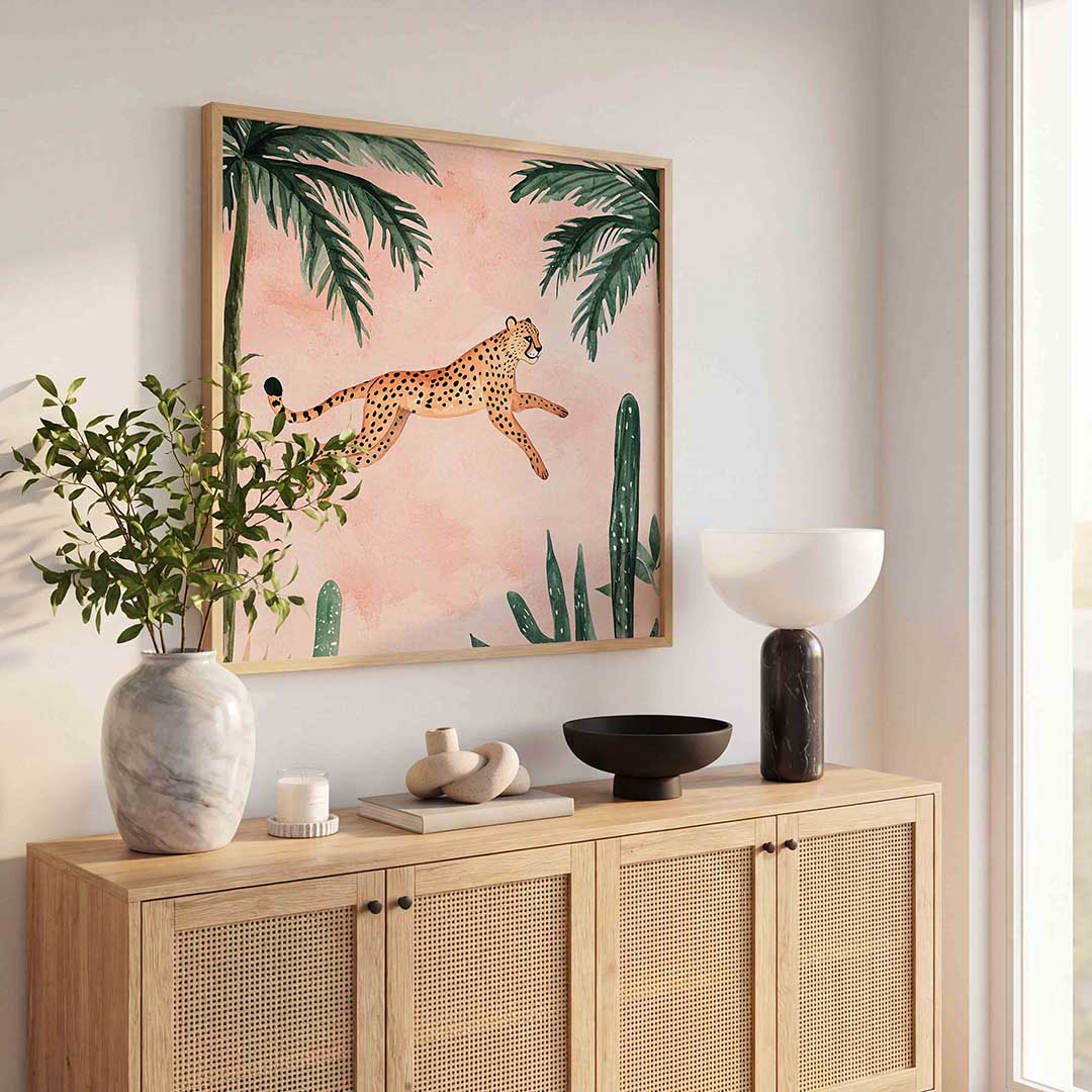 Springende luipaard Poster