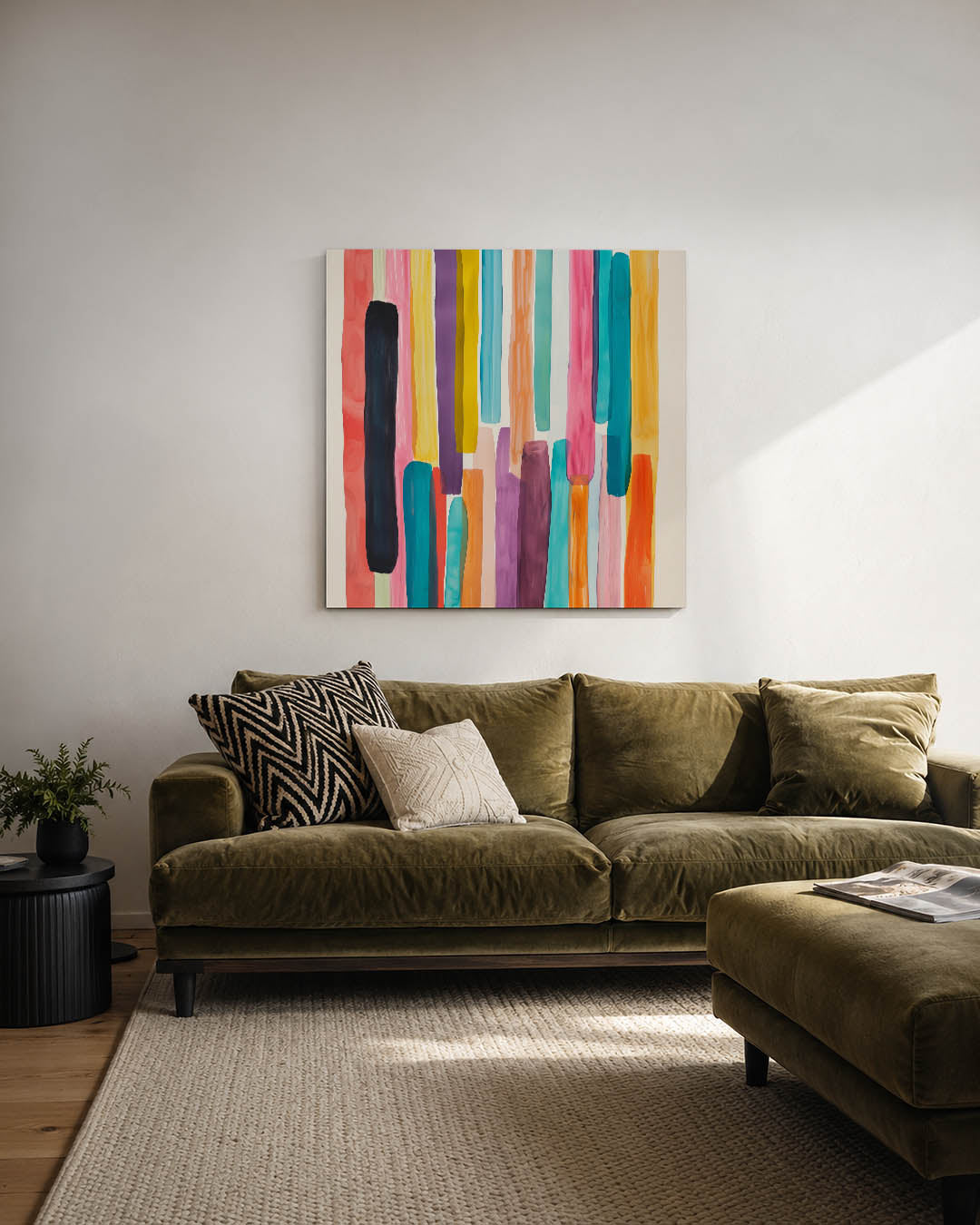 Kleurrijke verticale strepen Kunstwerk