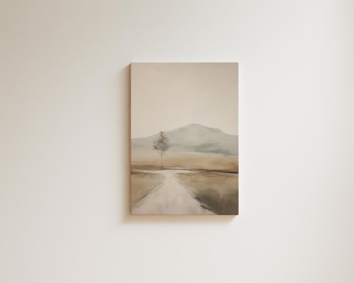 Eenzame Boom in Zacht Landschap Kunstwerk-canvas-dibond-plexiglas-wanddecoratie-WallArtistic