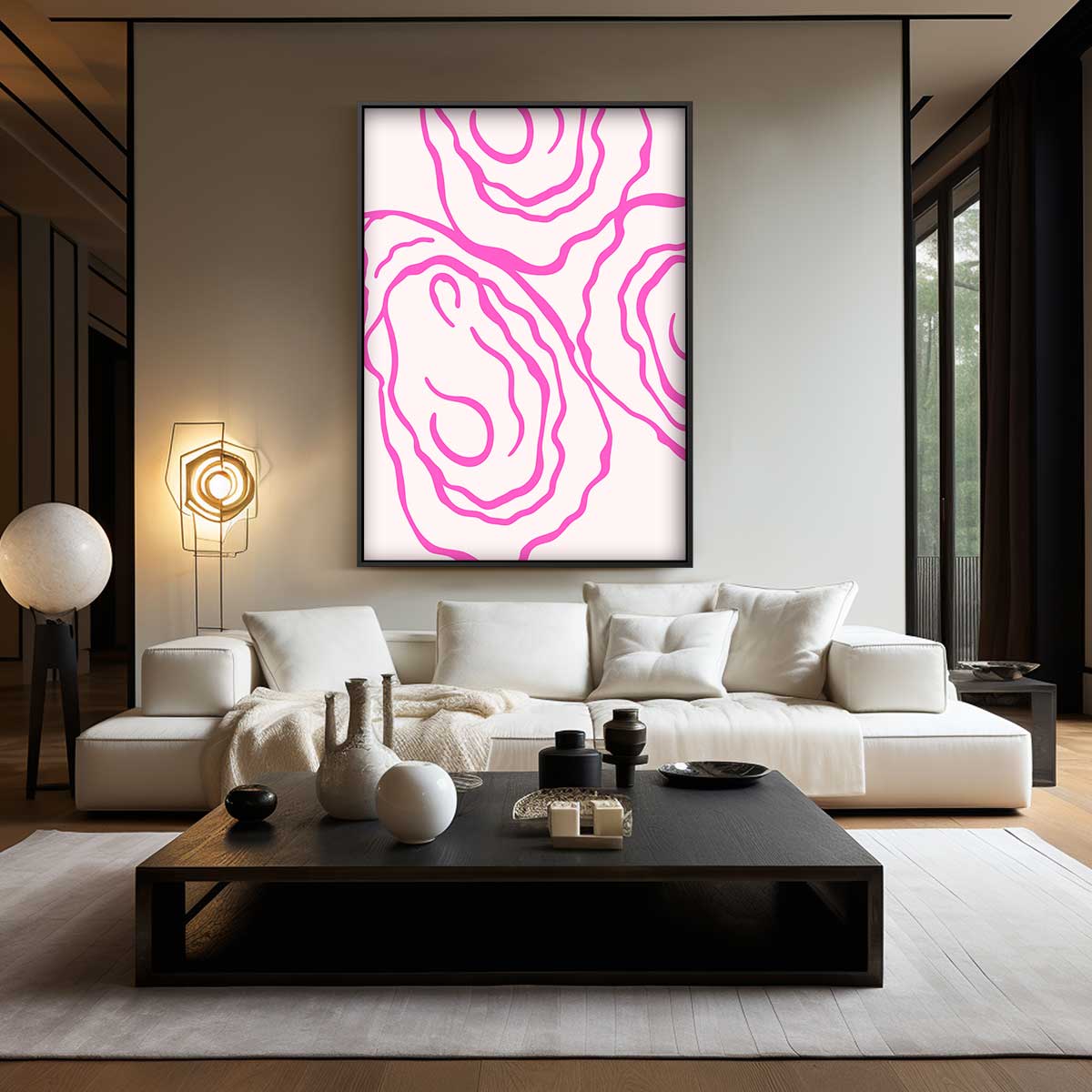 Abstracte Roze Golven Kunstwerk-canvas-dibond-plexiglas-wanddecoratie-WallArtistic