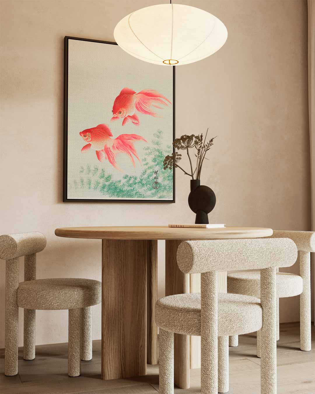 Elegante Koi in Beweging Kunstwerk-canvas-dibond-plexiglas-wanddecoratie-WallArtistic