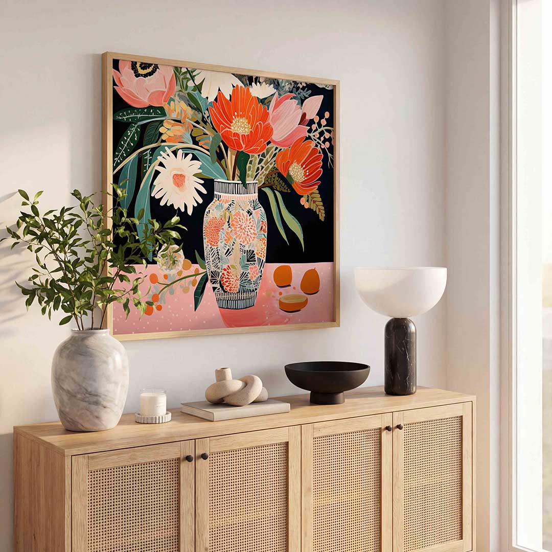 Bloemen in vaas Poster