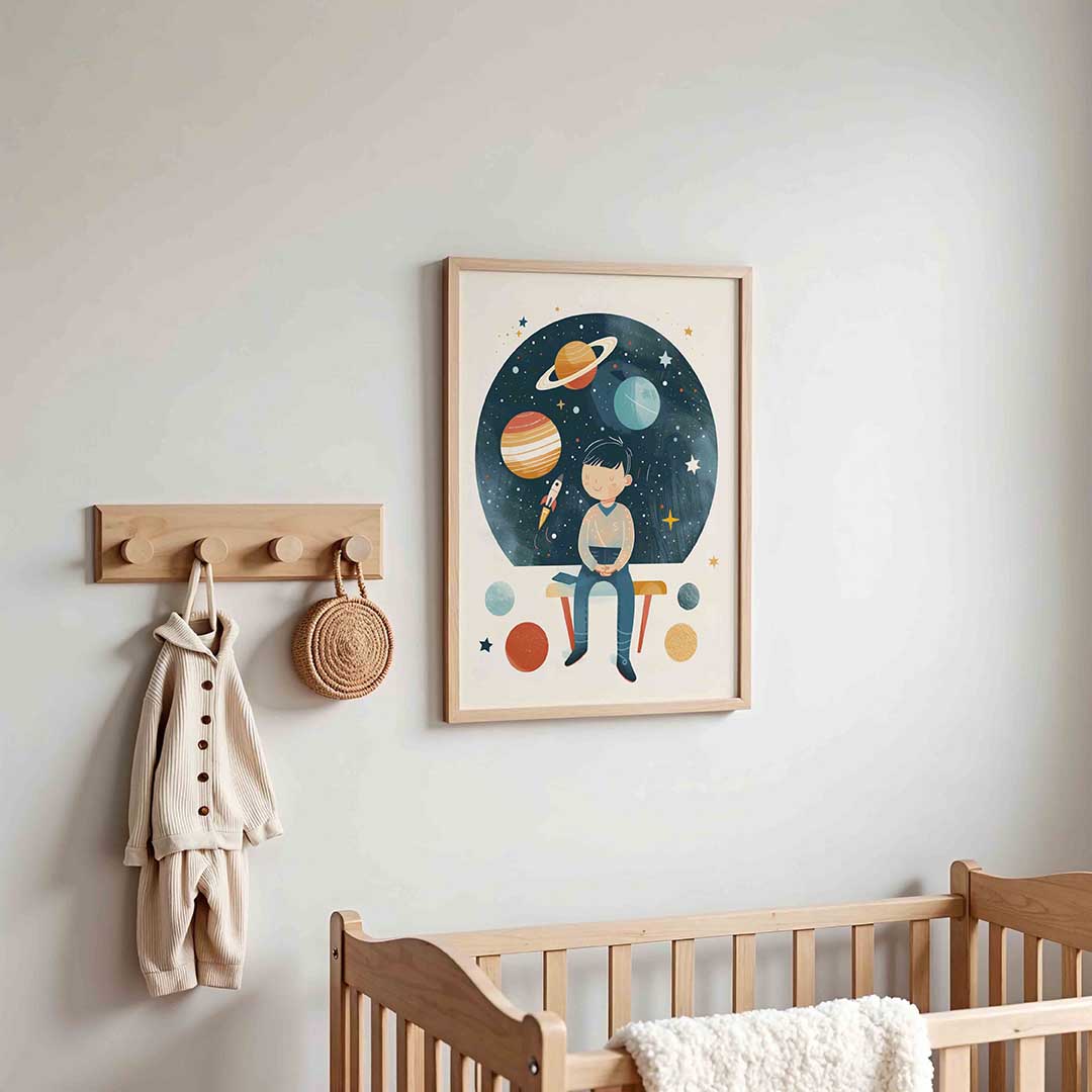 Jongen met planeten Poster