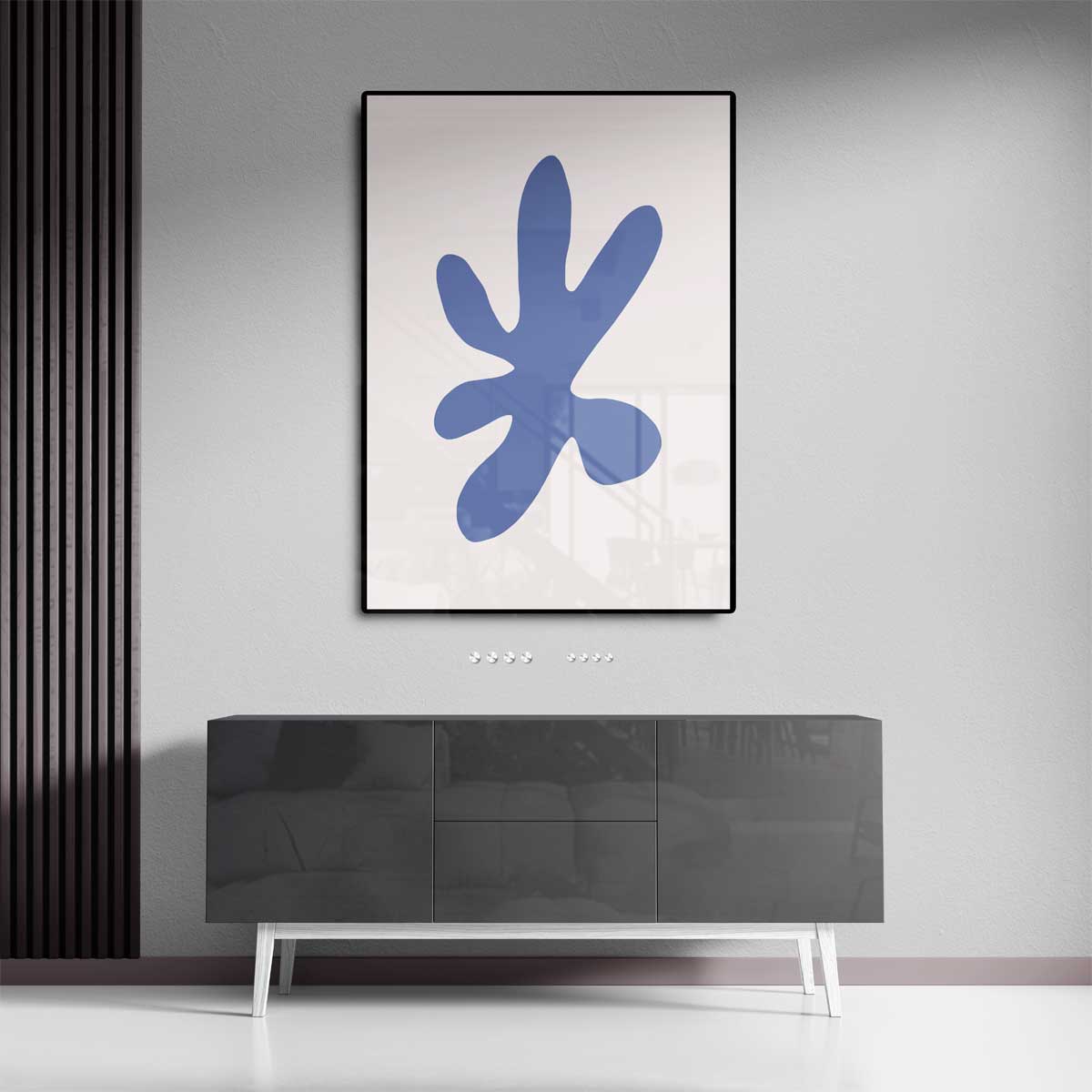 Modern Abstracte Bloem in Blauw Kunstwerk-canvas-dibond-plexiglas-wanddecoratie-WallArtistic