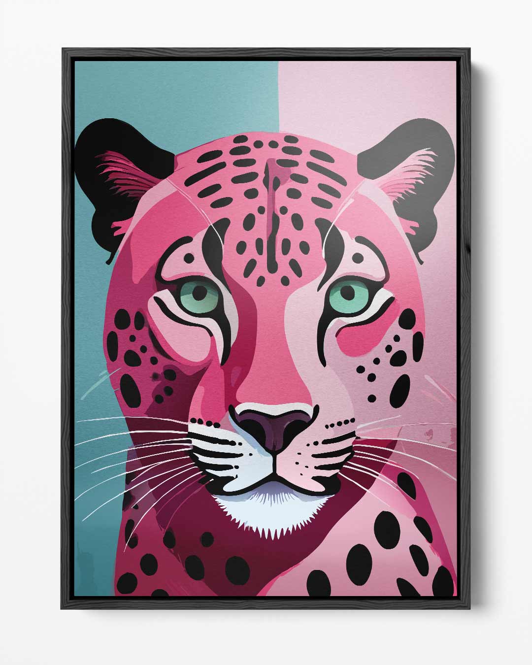 Kleurrijke Luipaard Expressie Kunstwerk-canvas-dibond-plexiglas-wanddecoratie-WallArtistic
