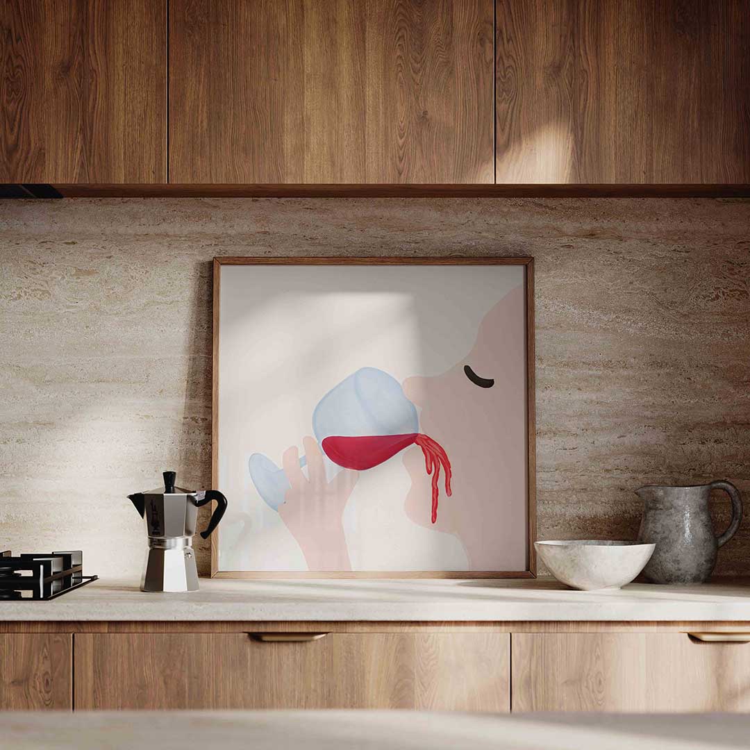 Persoon met wijnglas Poster