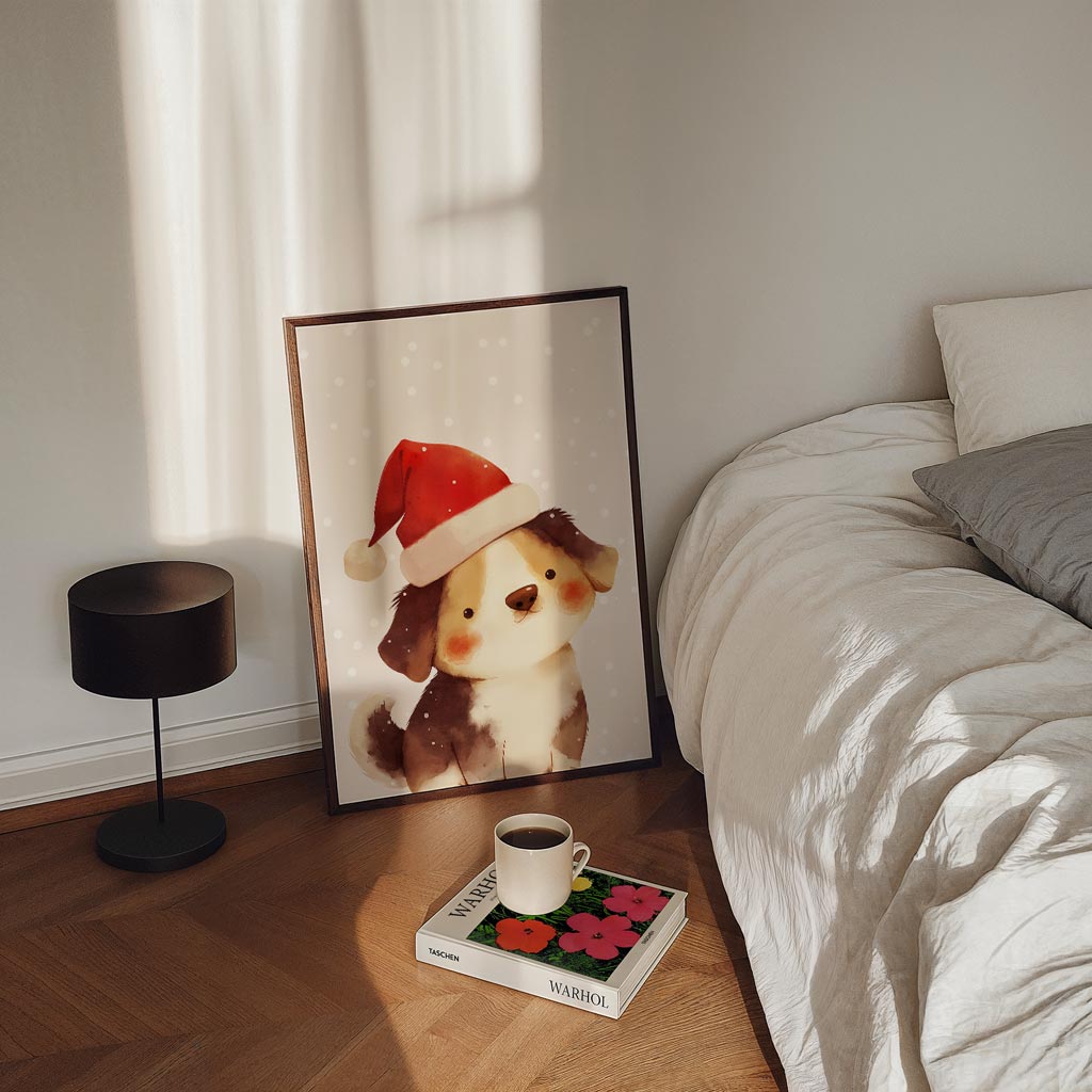 Schattige Kerst Puppy Poster