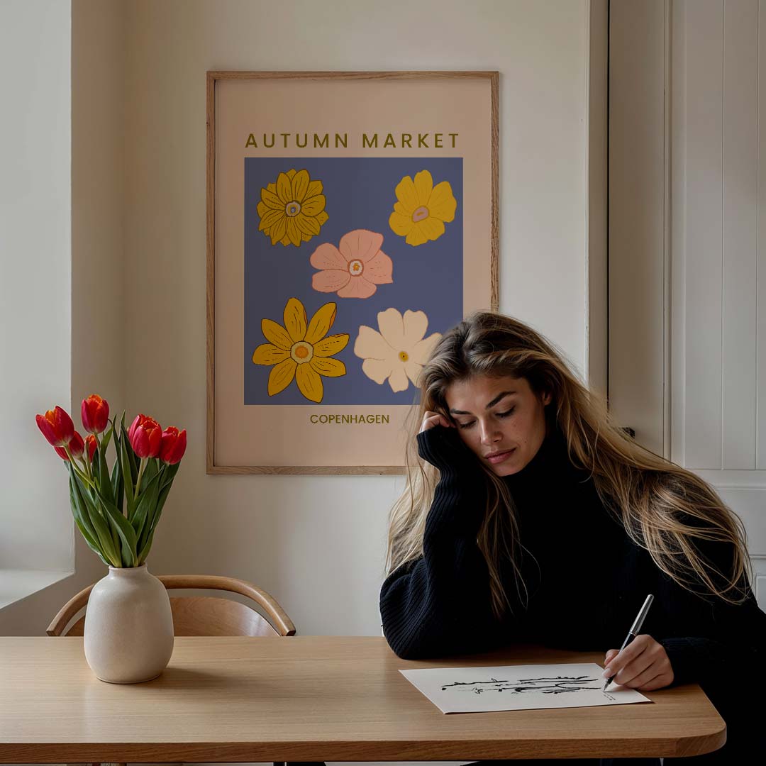 Herfstmarkt Bloemenposter-WallArtistic