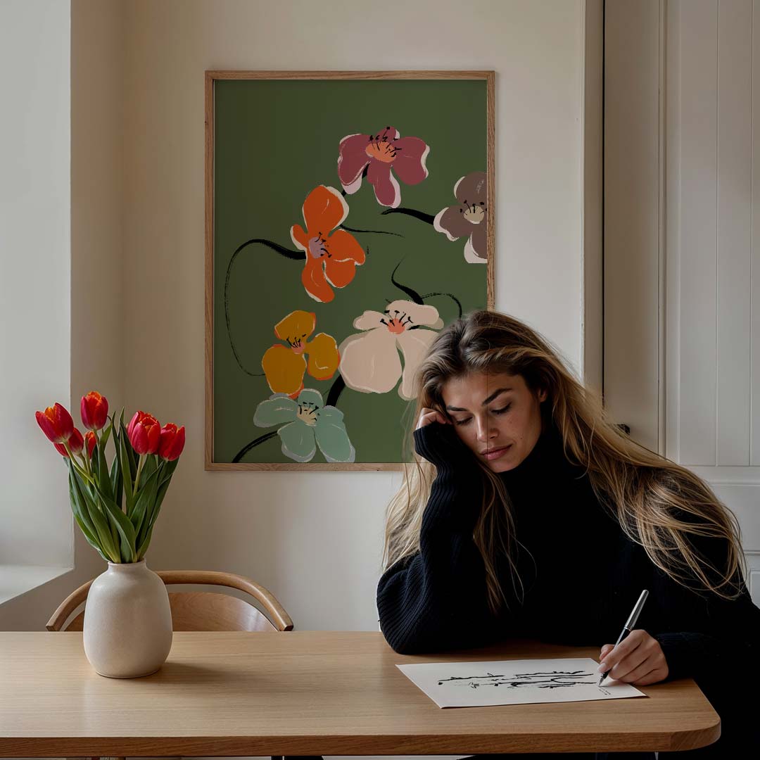 Bloemenpracht op Canvas Poster-WallArtistic