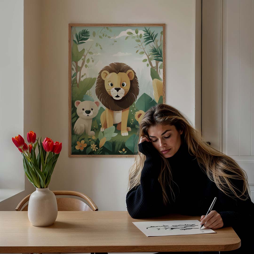 Speelse Jungle Dieren Poster-WallArtistic