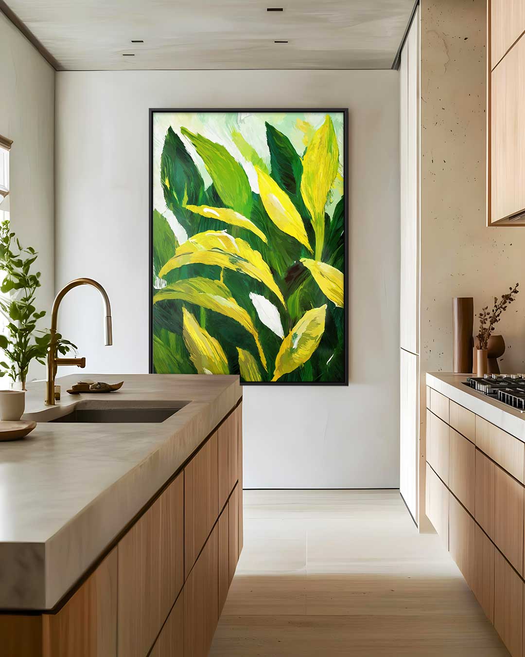 Tropische Bladeren Schilderij Kunstwerk-canvas-dibond-plexiglas-wanddecoratie-WallArtistic
