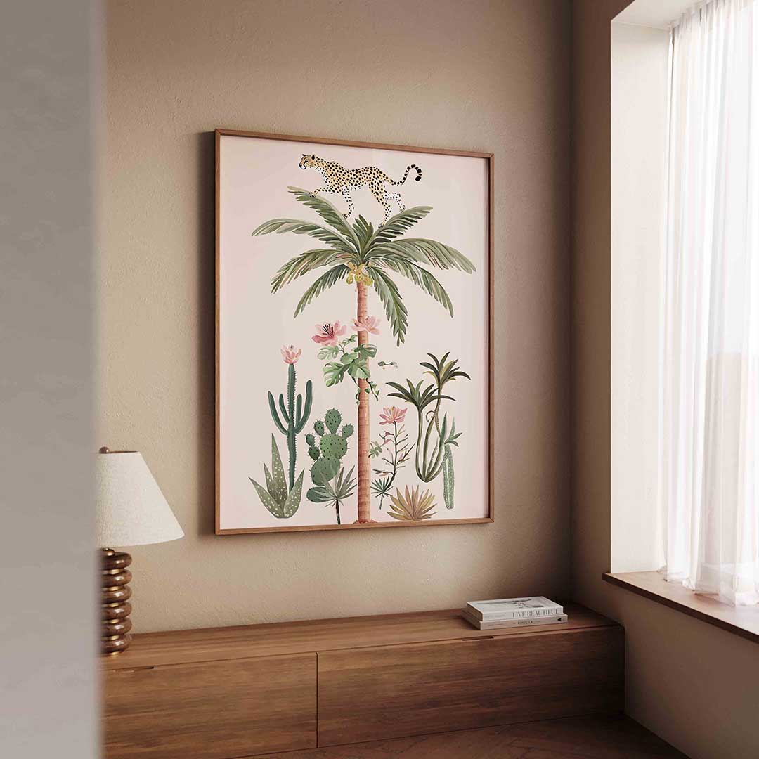 Luipaard op palm Poster