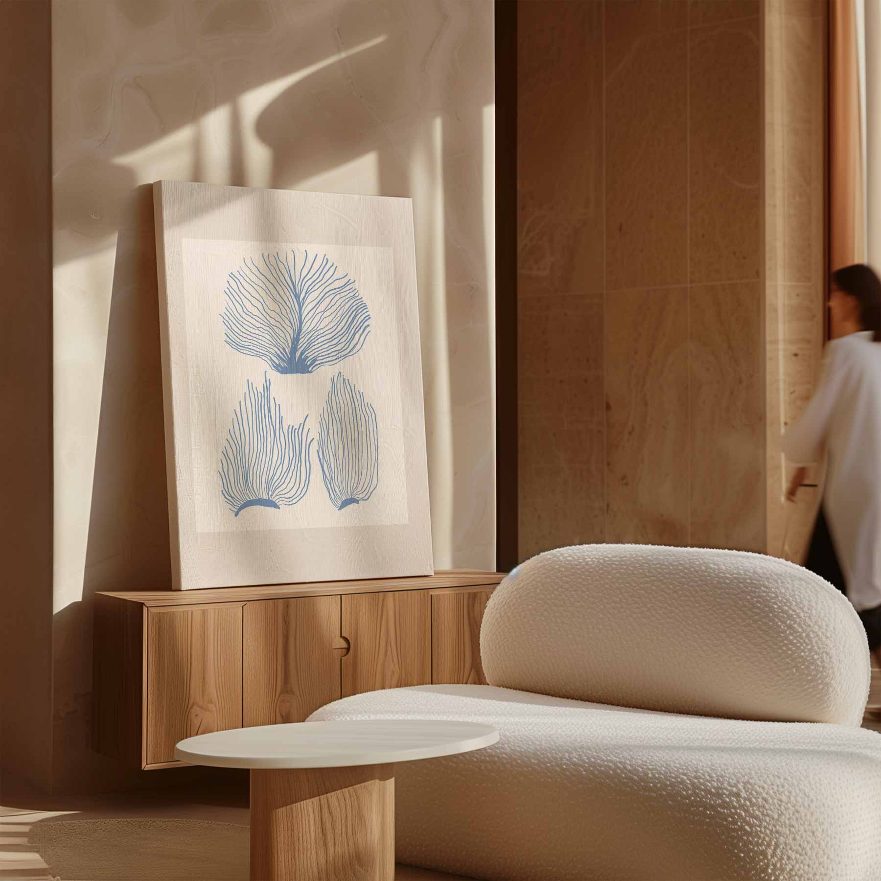 Blauwe Zeeplanten Illustratie Kunstwerk-canvas-dibond-plexiglas-wanddecoratie-WallArtistic