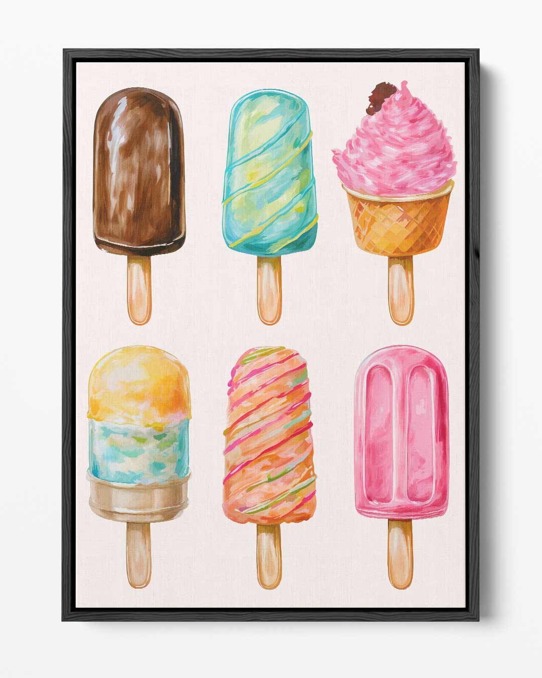 Kleurige IJsjes Illustratie Kunstwerk-canvas-dibond-plexiglas-wanddecoratie-WallArtistic