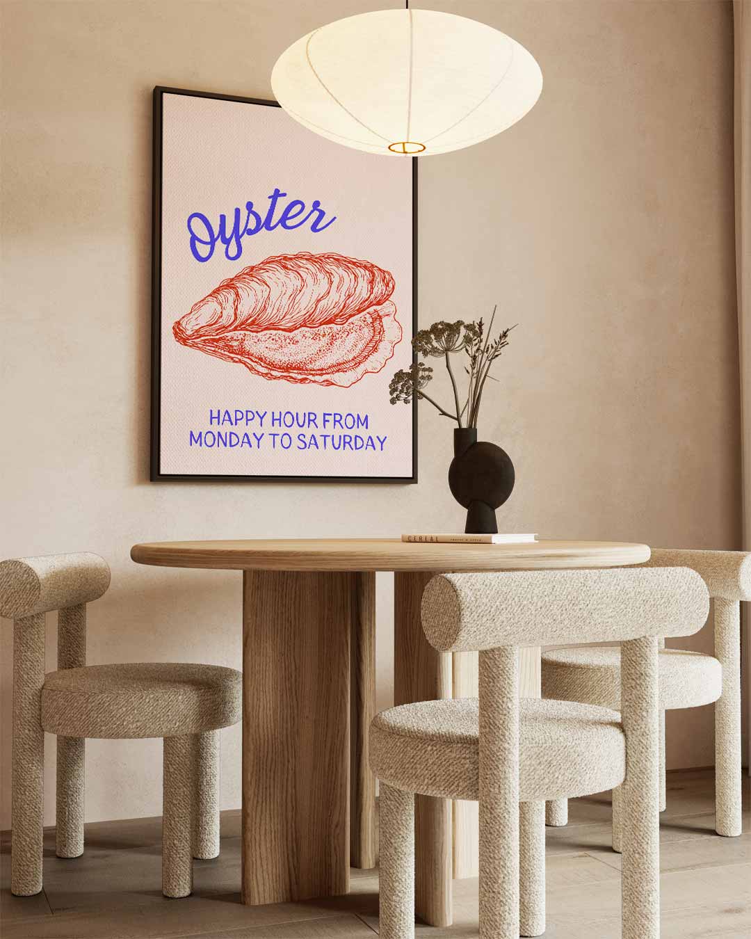 Oester Illustratie Poster Kunstwerk-canvas-dibond-plexiglas-wanddecoratie-WallArtistic