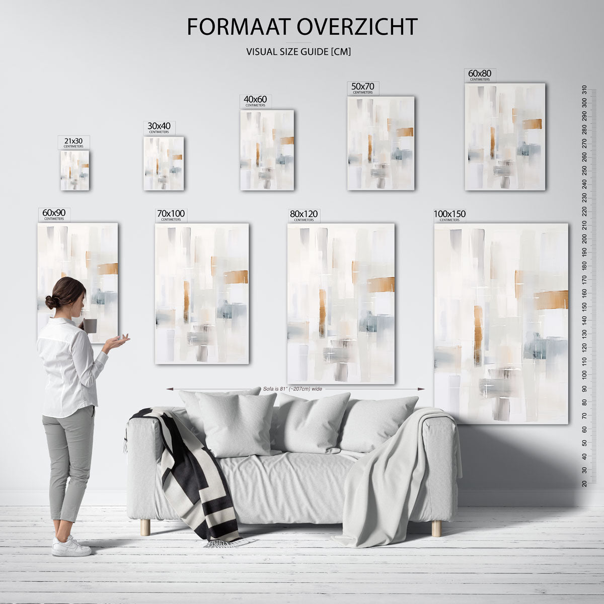 Abstracte beige en grijze vlakken Poster
