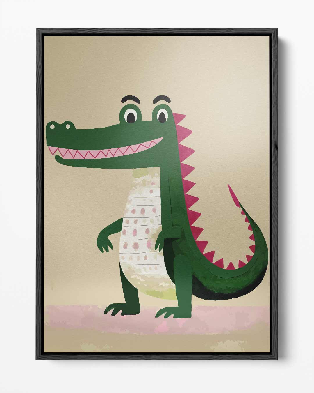 Lachende Krokodil Illustratie Kunstwerk-canvas-dibond-plexiglas-wanddecoratie-WallArtistic