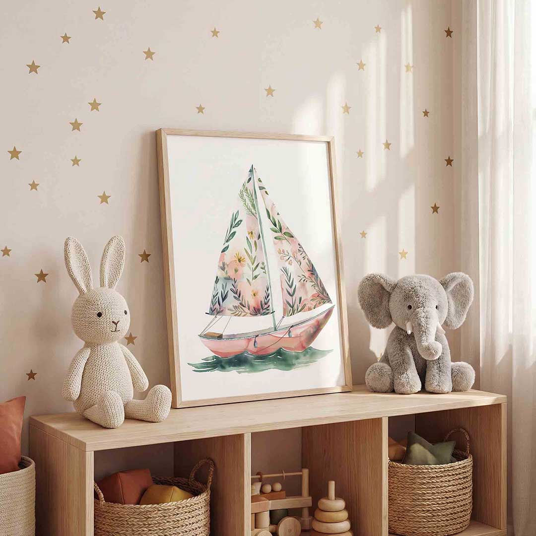 Zeilboot met bloemen Poster