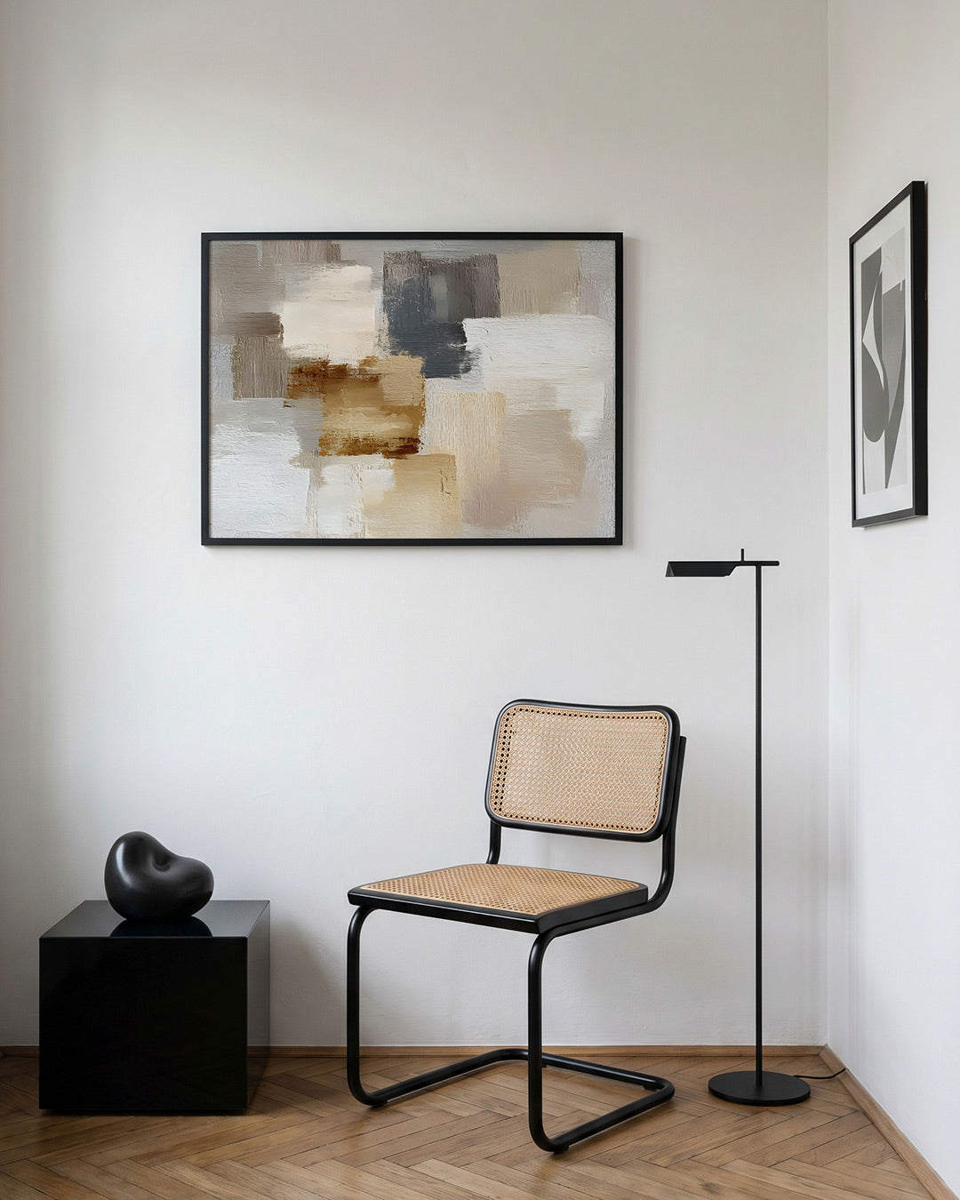 Abstracte beige en grijze vlakken Poster