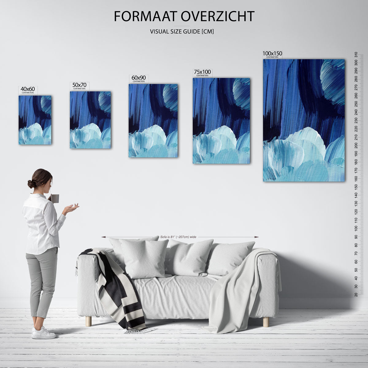 Dynamische blauwtinten Kunstwerk