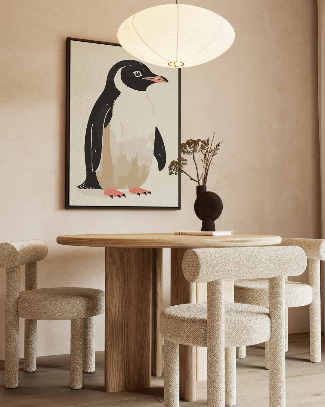Stijlvolle Pinguïn Illustratie Kunstwerk-canvas-dibond-plexiglas-wanddecoratie-WallArtistic