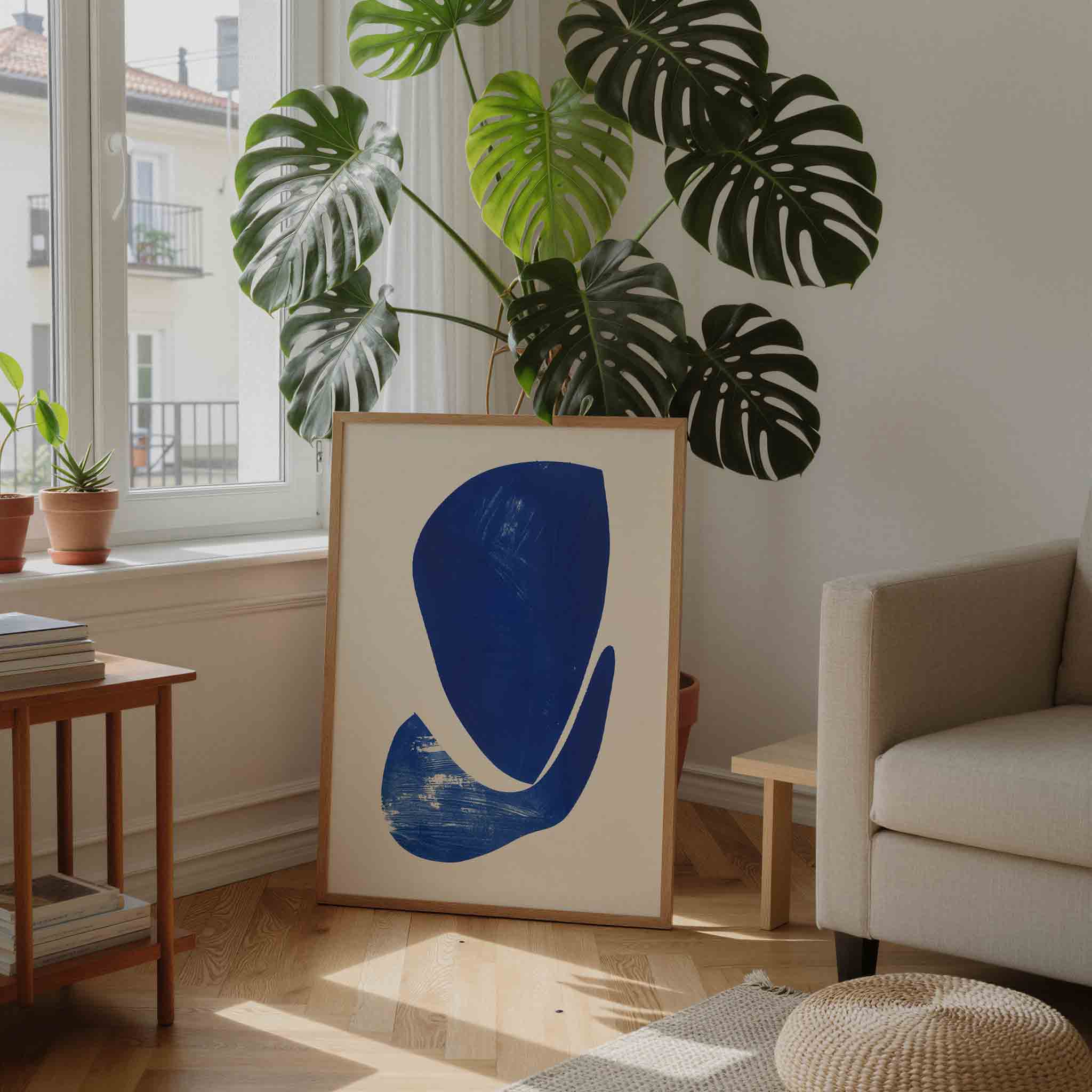 Abstracte blauwe vormen Poster